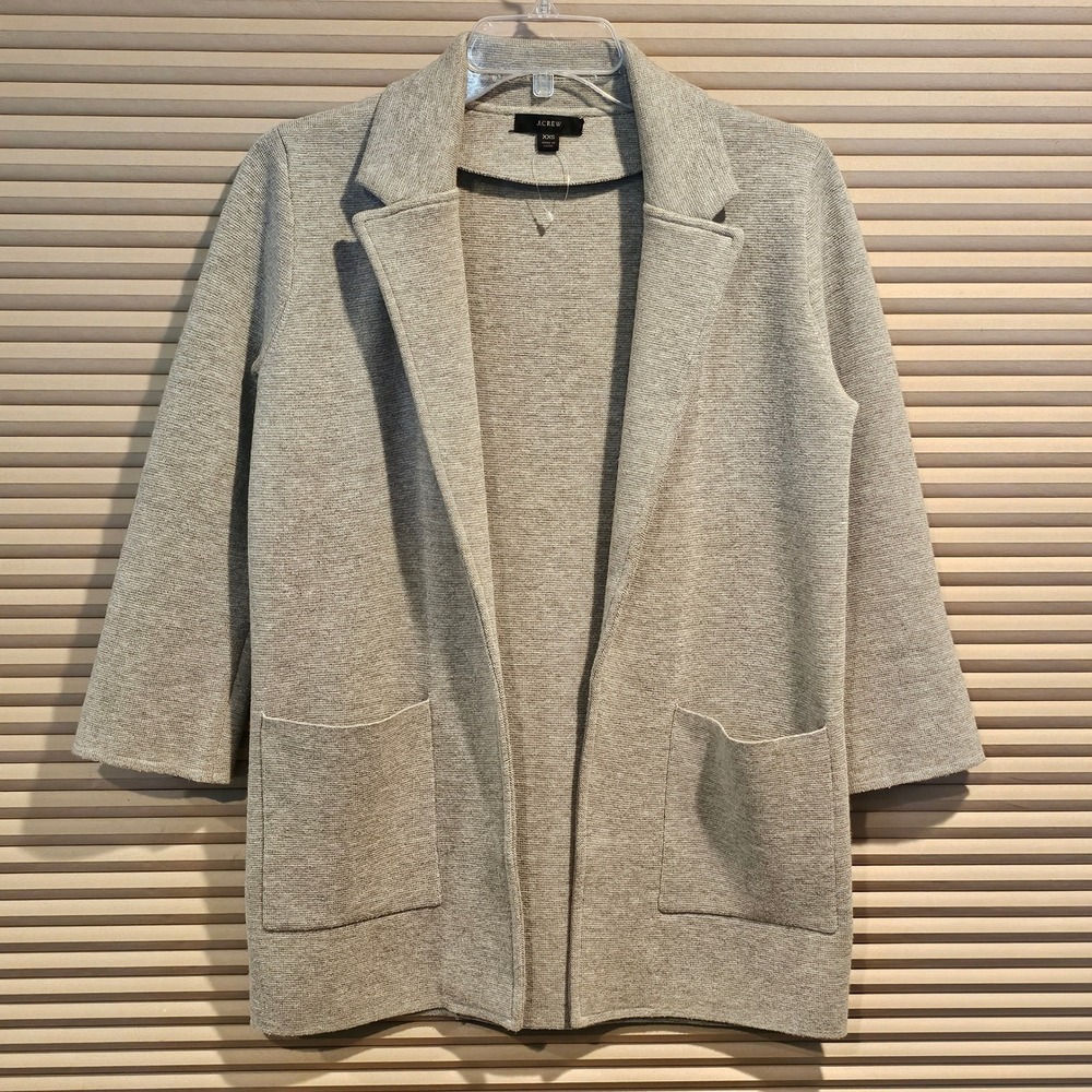 J.Crew Womens Re-Imagined Merino Wool Blend Blazer Sweater Grey XXS J0244 Open